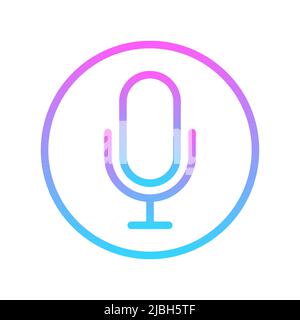 Colorful vector clipart illustration micro. The sign is a microphone icon in a circle on a white isolated background. Stock Vector