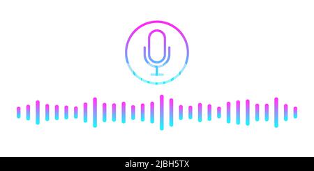 Voice message icon. Voice messaging correspondence. Voice messages colorful icon with sound wave and microphone. Vector flat cartoon illustration for Stock Vector