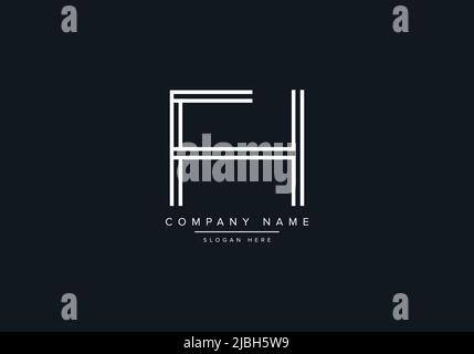 monogram FH alphabet  initial line art logo vector, initial logo, logo, logo vector, alphabet, monogram, monogram vector Stock Vector