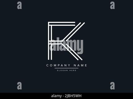 monogram FK alphabet  initial line art logo vector, initial logo, logo, logo vector, alphabet, monogram, monogram vector Stock Vector