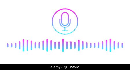 Voice message icon. Voice messaging correspondence. Voice messages colorful icon with sound wave and microphone. Vector flat cartoon illustration for Stock Vector