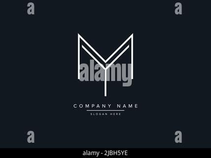 monogram MY alphabet  initial line art logo vector, initial logo, logo, logo vector, alphabet, monogram, monogram vector Stock Vector