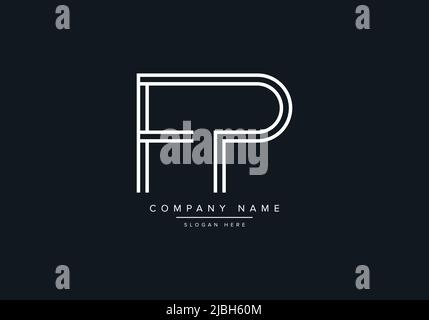 monogram FP alphabet  initial line art logo vector, initial logo, logo, logo vector, alphabet, monogram, monogram vector Stock Vector