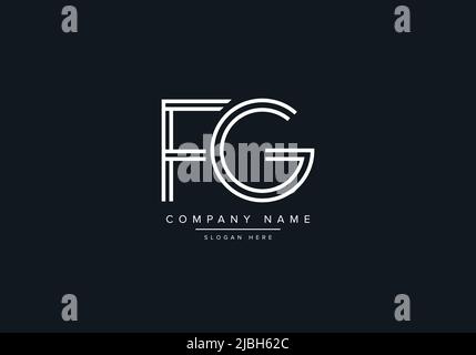 monogram FG alphabet  initial line art logo vector, initial logo, logo, logo vector, alphabet, monogram, monogram vector Stock Vector