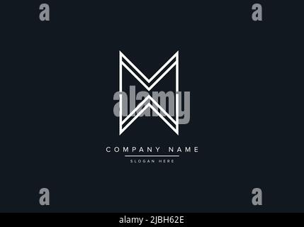 monogram MW alphabet  initial line art logo vector, initial logo, logo, logo vector, alphabet, monogram, monogram vector Stock Vector