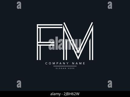 monogram FM alphabet  initial line art logo vector, initial logo, logo, logo vector, alphabet, monogram, monogram vector Stock Vector
