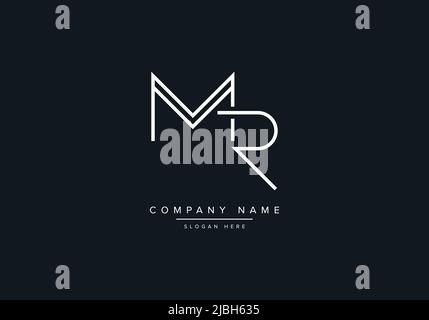monogram MR alphabet  initial line art logo vector, initial logo, logo, logo vector, alphabet, monogram, monogram vector Stock Vector