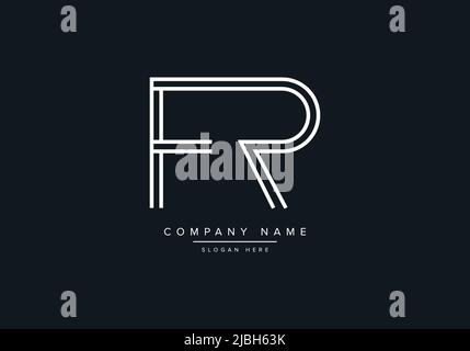 monogram FR alphabet  initial line art logo vector, initial logo, logo, logo vector, alphabet, monogram, monogram vector Stock Vector