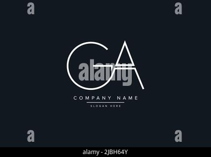 monogram GA alphabet  initial line art logo vector, initial logo, logo, logo vector, alphabet, monogram, monogram vector Stock Vector