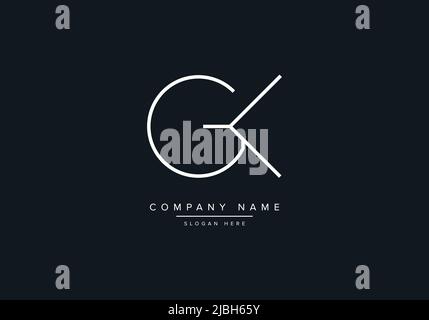 monogram GK alphabet  initial line art logo vector, initial logo, logo, logo vector, alphabet, monogram, monogram vector Stock Vector