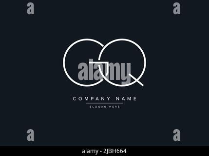 monogram GQ alphabet  initial line art logo vector, initial logo, logo, logo vector, alphabet, monogram, monogram vector Stock Vector