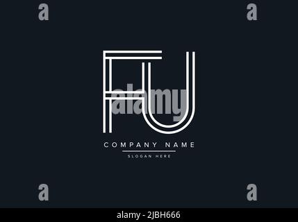 monogram FU alphabet  initial line art logo vector, initial logo, logo, logo vector, alphabet, monogram, monogram vector Stock Vector