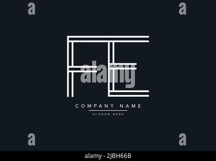 monogram FE alphabet  initial line art logo vector, initial logo, logo, logo vector, alphabet, monogram, monogram vector Stock Vector