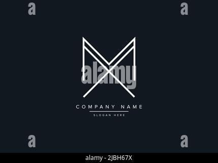 monogram MX alphabet  initial line art logo vector, initial logo, logo, logo vector, alphabet, monogram, monogram vector Stock Vector