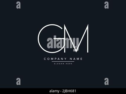 monogram GM alphabet  initial line art logo vector, initial logo, logo, logo vector, alphabet, monogram, monogram vector Stock Vector