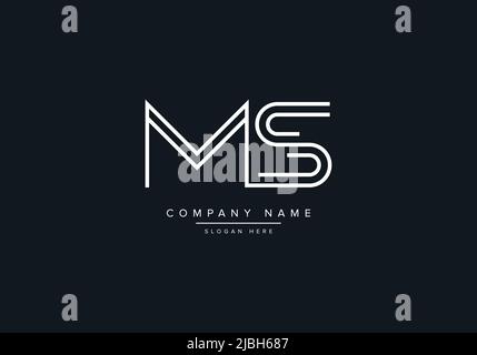 monogram MS alphabet  initial line art logo vector, initial logo, logo, logo vector, alphabet, monogram, monogram vector Stock Vector