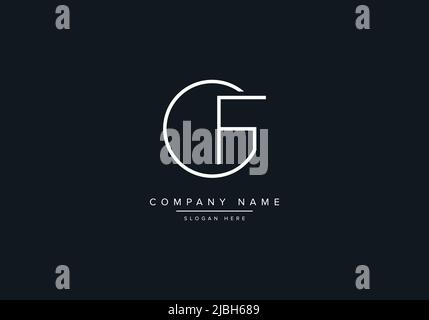 monogram GF alphabet  initial line art logo vector, initial logo, logo, logo vector, alphabet, monogram, monogram vector Stock Vector