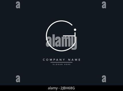 monogram GI alphabet  initial line art logo vector, initial logo, logo, logo vector, alphabet, monogram, monogram vector Stock Vector