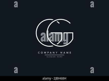monogram CG alphabet  initial line art logo vector, initial logo, logo, logo vector, alphabet, monogram, monogram vector Stock Vector