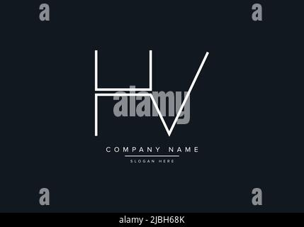 monogram HV alphabet  initial line art logo vector, initial logo, logo, logo vector, alphabet, monogram, monogram vector Stock Vector