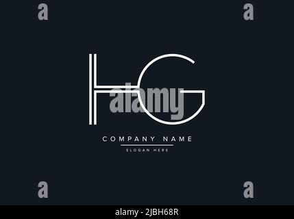 monogram HG alphabet  initial line art logo vector, initial logo, logo, logo vector, alphabet, monogram, monogram vector Stock Vector