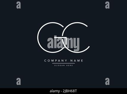 monogram GC alphabet  initial line art logo vector, initial logo, logo, logo vector, alphabet, monogram, monogram vector Stock Vector