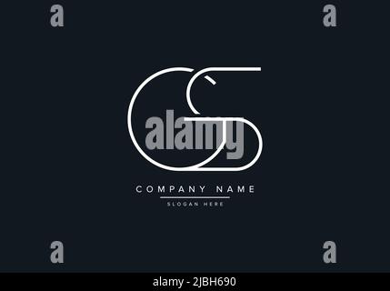 monogram GS alphabet  initial line art logo vector, initial logo, logo, logo vector, alphabet, monogram, monogram vector Stock Vector