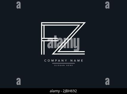 monogram FZ alphabet  initial line art logo vector, initial logo, logo, logo vector, alphabet, monogram, monogram vector Stock Vector