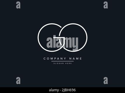 monogram GO alphabet  initial line art logo vector, initial logo, logo, logo vector, alphabet, monogram, monogram vector Stock Vector