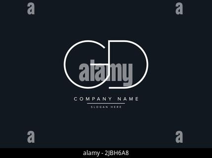 monogram GD alphabet  initial line art logo vector, initial logo, logo, logo vector, alphabet, monogram, monogram vector Stock Vector