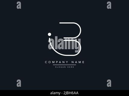 monogram IB alphabet  initial line art logo vector, initial logo, logo, logo vector, alphabet, monogram, monogram vector Stock Vector