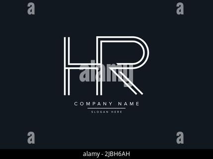 monogram HR alphabet  initial line art logo vector, initial logo, logo, logo vector, alphabet, monogram, monogram vector Stock Vector