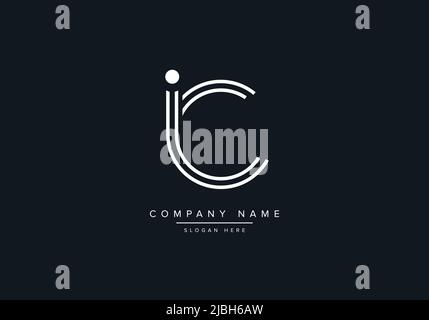 monogram IC alphabet  initial line art logo vector, initial logo, logo, logo vector, alphabet, monogram, monogram vector Stock Vector