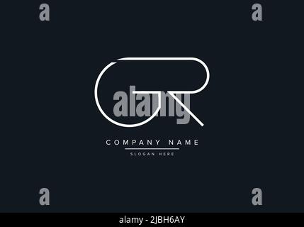 monogram GR alphabet  initial line art logo vector, initial logo, logo, logo vector, alphabet, monogram, monogram vector Stock Vector