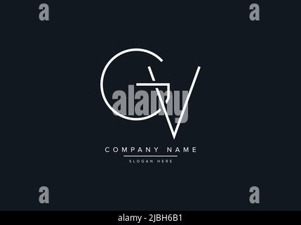 monogram GV alphabet  initial line art logo vector, initial logo, logo, logo vector, alphabet, monogram, monogram vector Stock Vector