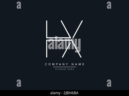 monogram HX alphabet  initial line art logo vector, initial logo, logo, logo vector, alphabet, monogram, monogram vector Stock Vector