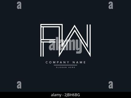 monogram FW alphabet  initial line art logo vector, initial logo, logo, logo vector, alphabet, monogram, monogram vector Stock Vector
