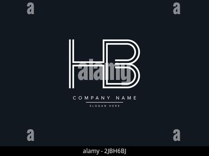 monogram HB alphabet  initial line art logo vector, initial logo, logo, logo vector, alphabet, monogram, monogram vector Stock Vector