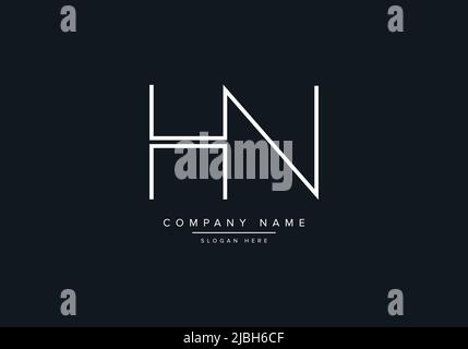 monogram HN alphabet  initial line art logo vector, initial logo, logo, logo vector, alphabet, monogram, monogram vector Stock Vector