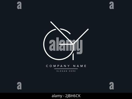 monogram GY alphabet  initial line art logo vector, initial logo, logo, logo vector, alphabet, monogram, monogram vector Stock Vector