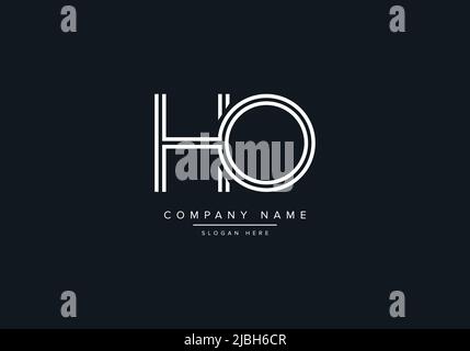 monogram HO alphabet  initial line art logo vector, initial logo, logo, logo vector, alphabet, monogram, monogram vector Stock Vector
