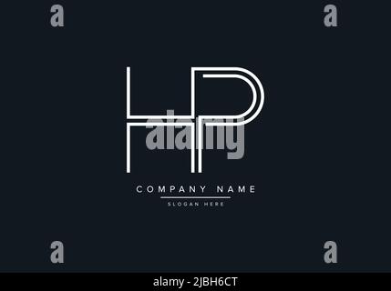 monogram HP alphabet  initial line art logo vector, initial logo, logo, logo vector, alphabet, monogram, monogram vector Stock Vector