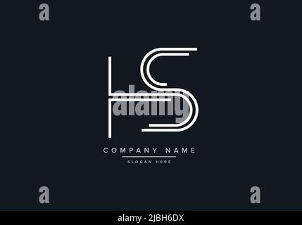 monogram HS alphabet  initial line art logo vector, initial logo, logo, logo vector, alphabet, monogram, monogram vector Stock Vector