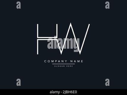 monogram HW alphabet  initial line art logo vector, initial logo, logo, logo vector, alphabet, monogram, monogram vector Stock Vector