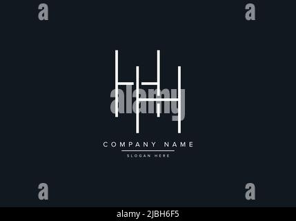 monogram HH alphabet  initial line art logo vector, initial logo, logo, logo vector, alphabet, monogram, monogram vector Stock Vector