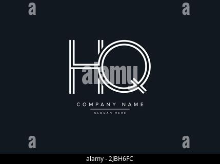 monogram Hq alphabet  initial line art logo vector, initial logo, logo, logo vector, alphabet, monogram, monogram vector Stock Vector