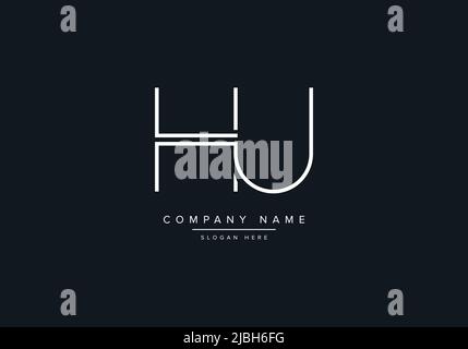 monogram HU alphabet  initial line art logo vector, initial logo, logo, logo vector, alphabet, monogram, monogram vector Stock Vector