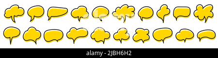 Set of comic black and yellow speech bubbles on white background. Vector illustration. Stock Vector