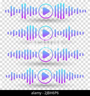 Voice message icon. Voice messages colorful icon with sound wave and microphone. Vector flat cartoon illustration for websites, podcasts and banners d Stock Vector