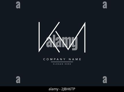 alphabet letters monogram icon logo KM Stock Vector
